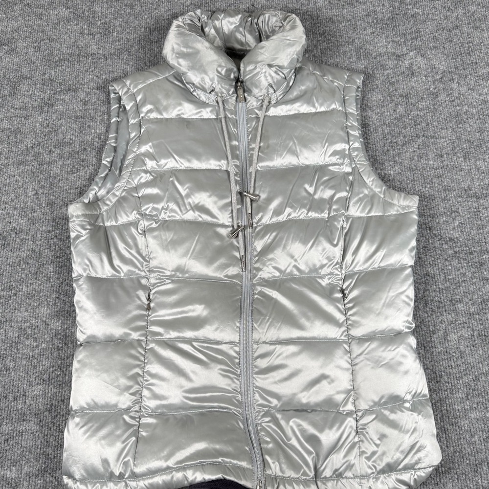 Calvin Klein Silver Puffer Vest Duck Down Fill Size Small Lightweight Activewear